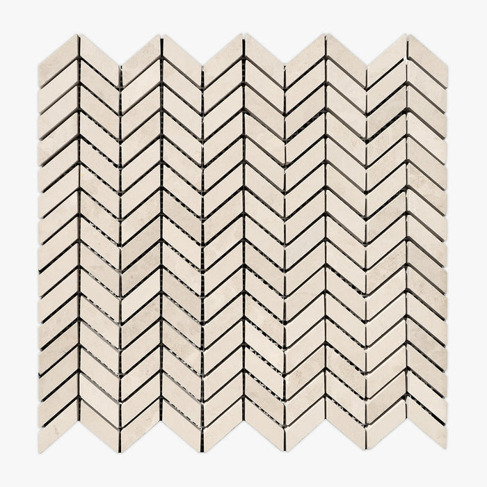 Perlino Crema Honed Mini Chevron Limestone Mosaic
