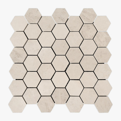 Perlino Crema Honed 2" Hexagon Limestone Mosaic