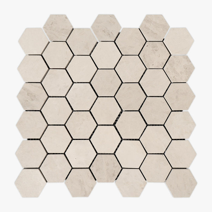 Perlino Crema Honed 2" Hexagon Limestone Mosaic