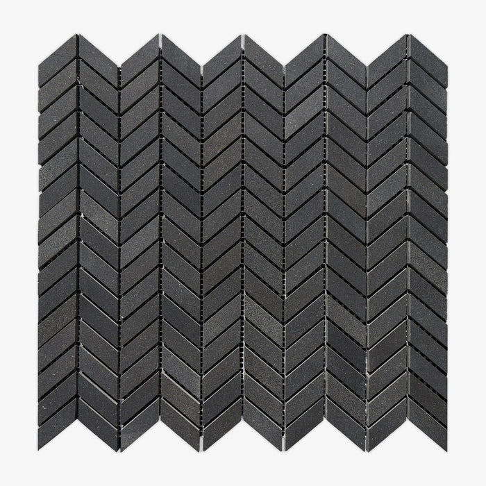 Basalt Black Honed Mini Chevron Basalt Mosaic