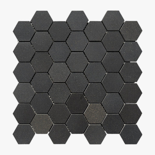 Basalt Black Honed 2" Hexagon Basalt Mosaic