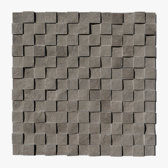 Grey Foussana Splitface 1x1 Splitface Limestone Mosaic