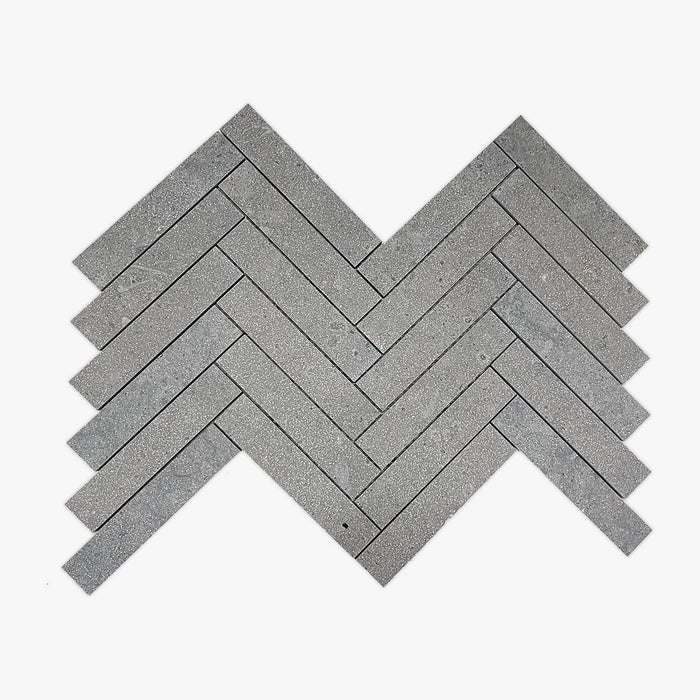 Graphite Antiqued 1x6 Herringbone Limestone Mosaic