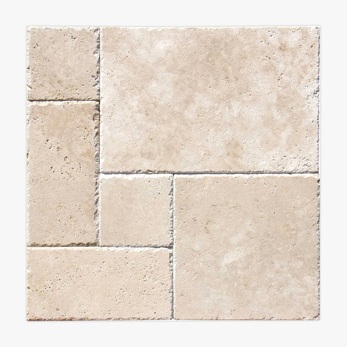 Ivory Light Brushed Travertine French Pattern