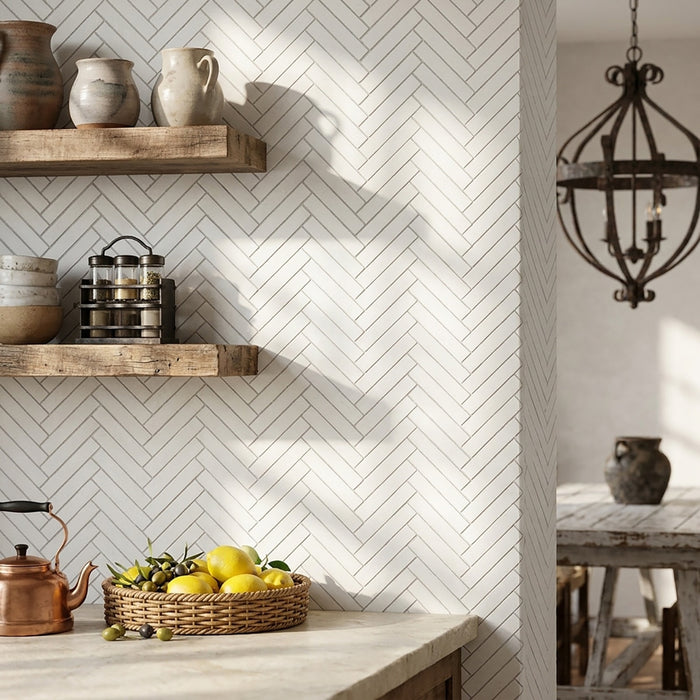Lymra Honed 1x4 Herringbone Limestone Mosaic