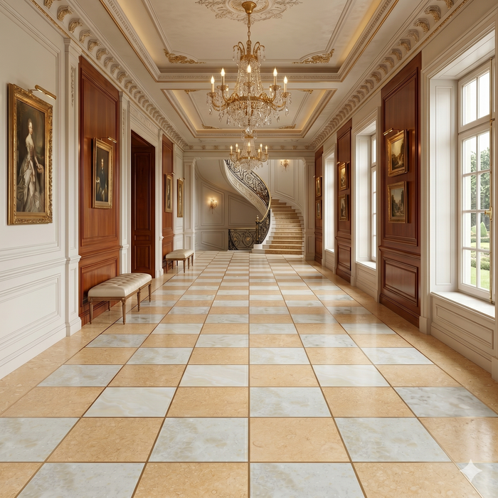 Jerusalem Gold Honed , White Onyx Polished 12x12  Checkerboard Tile