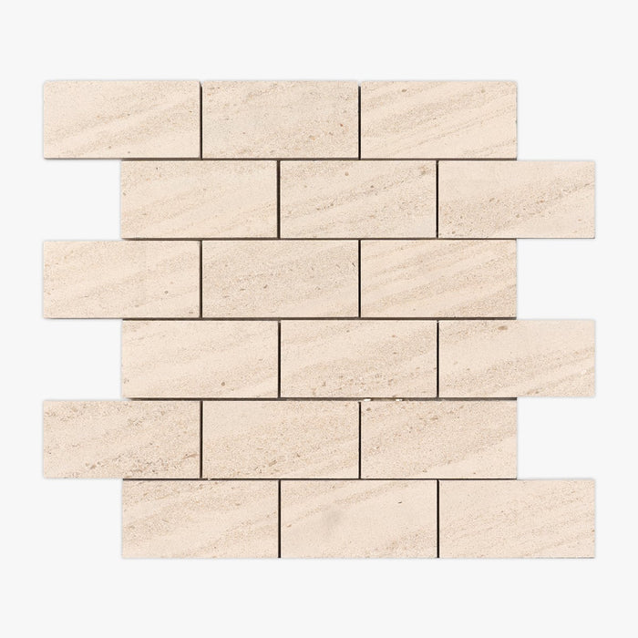 Mocha Cream Honed 2x4 Brick Limestone Mosaic