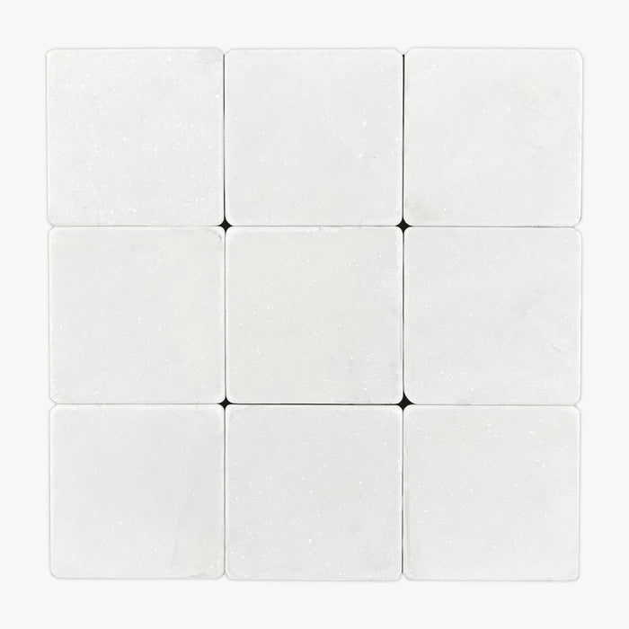 Thassos White Tumbled 4x4 Marble Tile