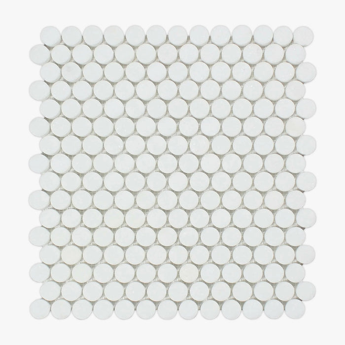 Thassos White Honed Penny Round Marble Mosaic
