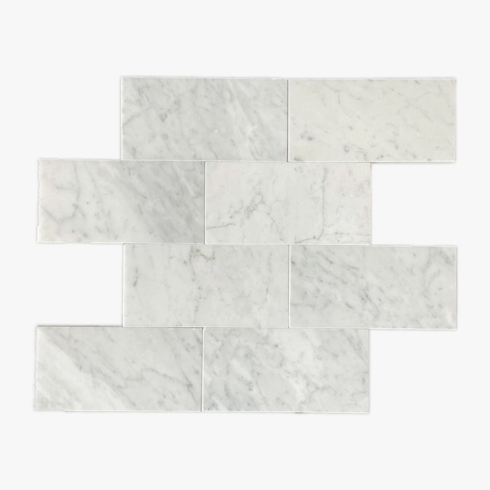 White Carrara Lot G Honed 3x6 Marble Tile