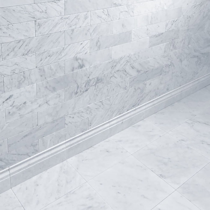 White Carrara Honed Baseboard Marble Molding