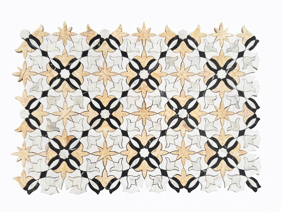 Calacatta Oliva, Calacatta Sunset Honed Floral Marble Mosaic