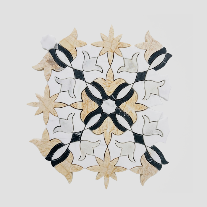 Calacatta Oliva, Calacatta Sunset Honed Floral Marble Mosaic