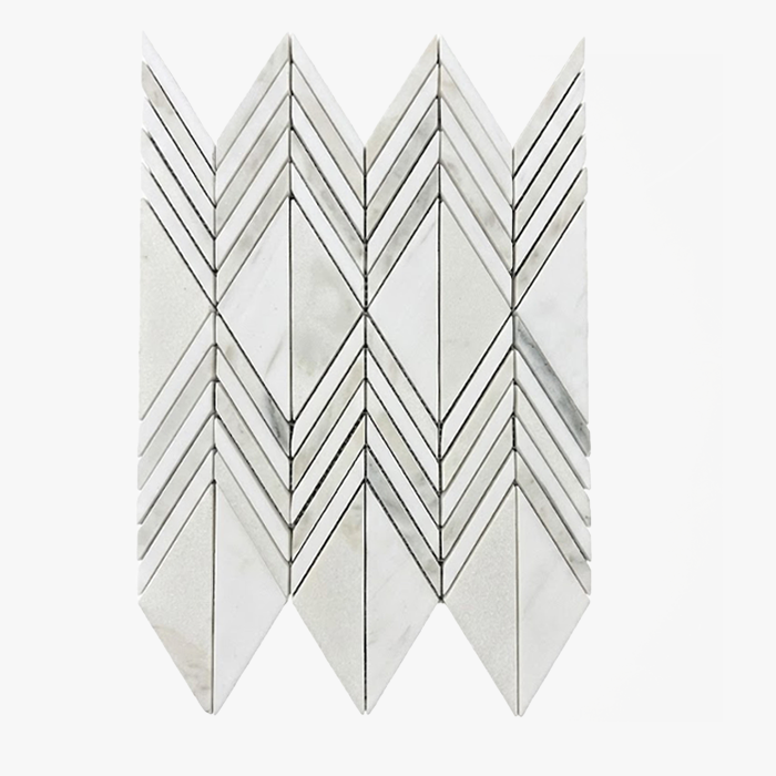 Calacatta Oliva Honed Insignia Chevron Marble Mosaic