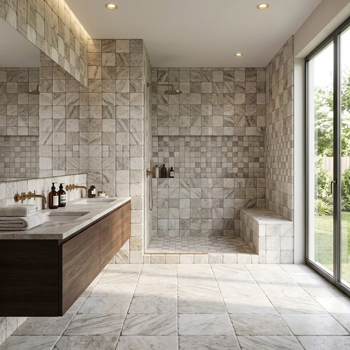 Calacatta Oliva Tumbled 4x4 Marble Tile