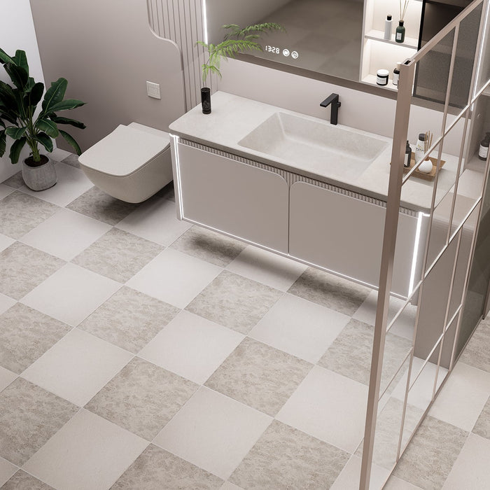 Lymra, Perlino Crema Antiqued 12x12 Limestone Checkerboard Tile