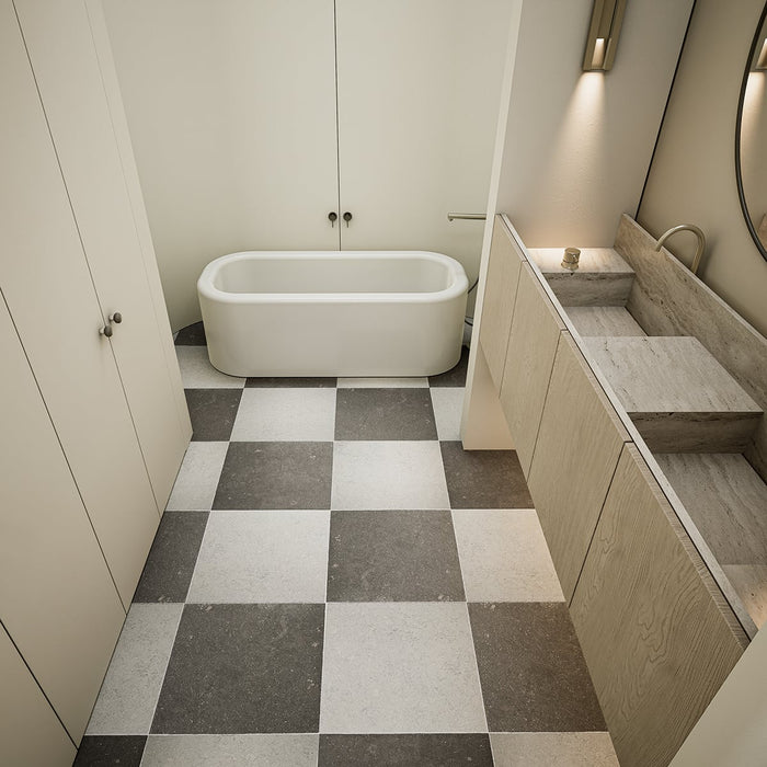 Nova Grey, Nova Blue Antiqued 12x12 Limestone Checkerboard Tile