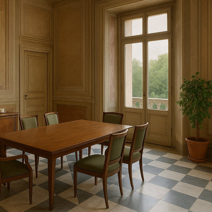 Calacatta Oliva, Antique Black Antiqued 16x16 Marble Checkerboard Tile