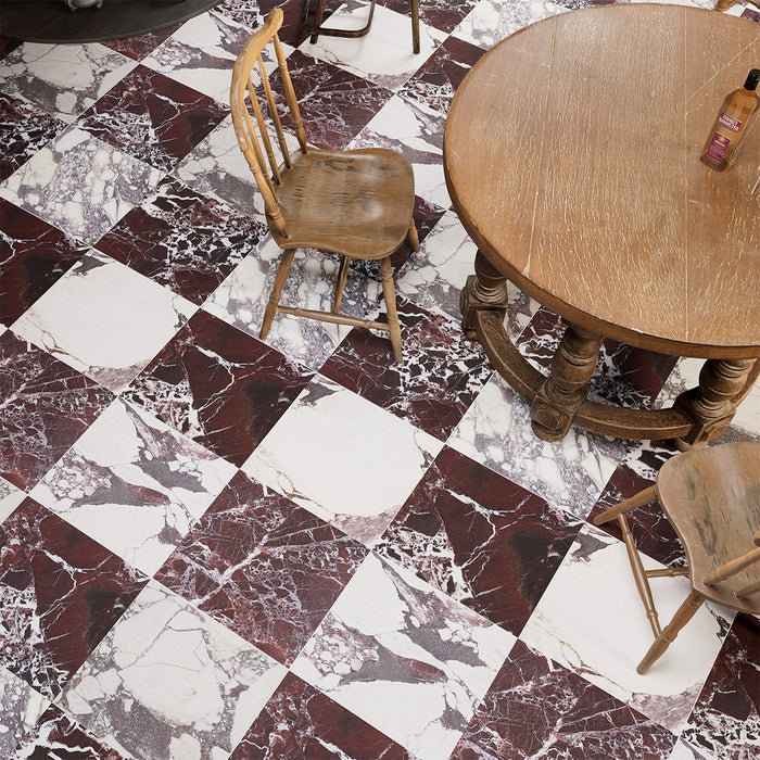 Calacatta Viola, Rosso Levanto Polished 12x12 Marble Checkerboard Tile