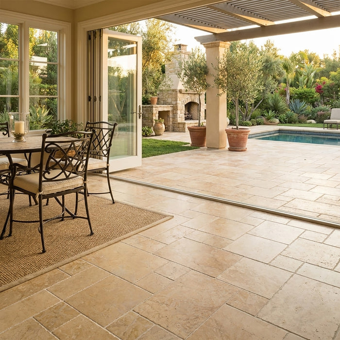 Giallo Marone Patine 1/2" Limestone French Pattern