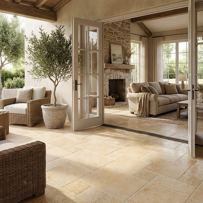 Giallo Marone Patine 1/2" Limestone French Pattern