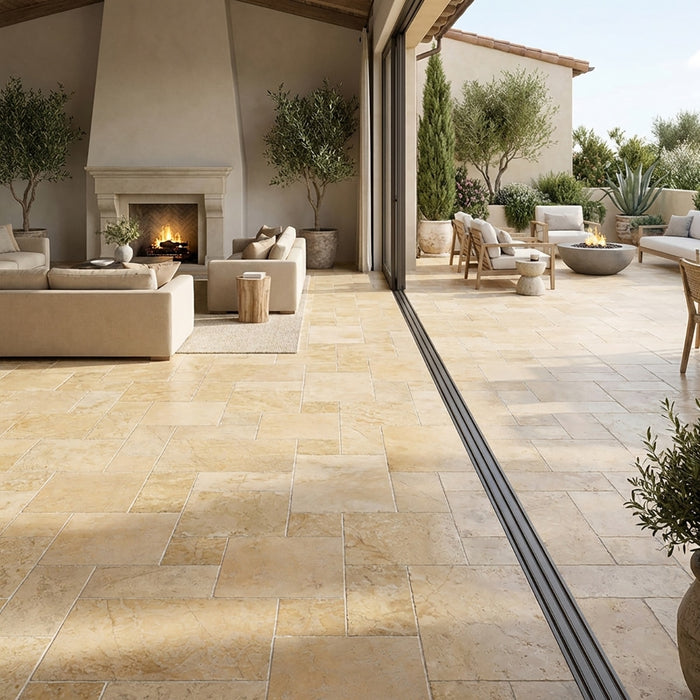 Giallo Marone Patine 1/2" Limestone French Pattern