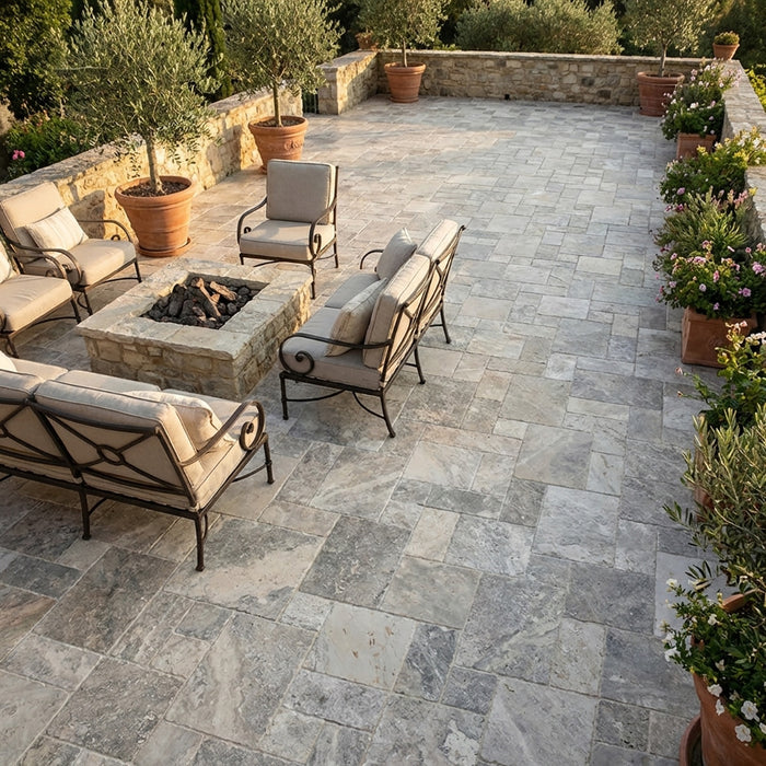 Nimbus Grey Brushed And Chiseled Marble French Pattern