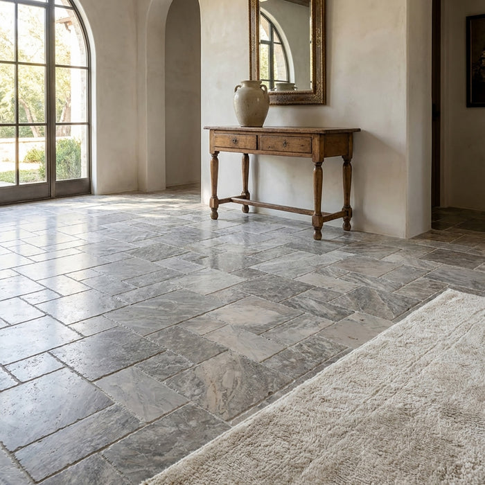 Nimbus Grey Brushed And Chiseled Marble French Pattern