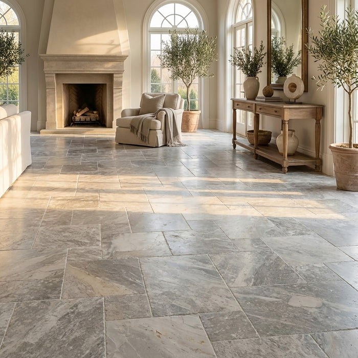 Nimbus Grey Brushed And Chiseled Marble French Pattern